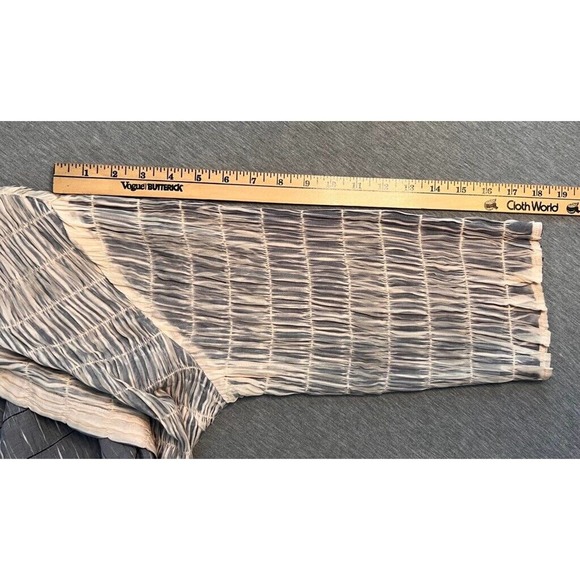 Chicos Womens Open Front Cardigan Jacket Blue Ivory Waist Length Pintucked 1 - Picture 7 of 7